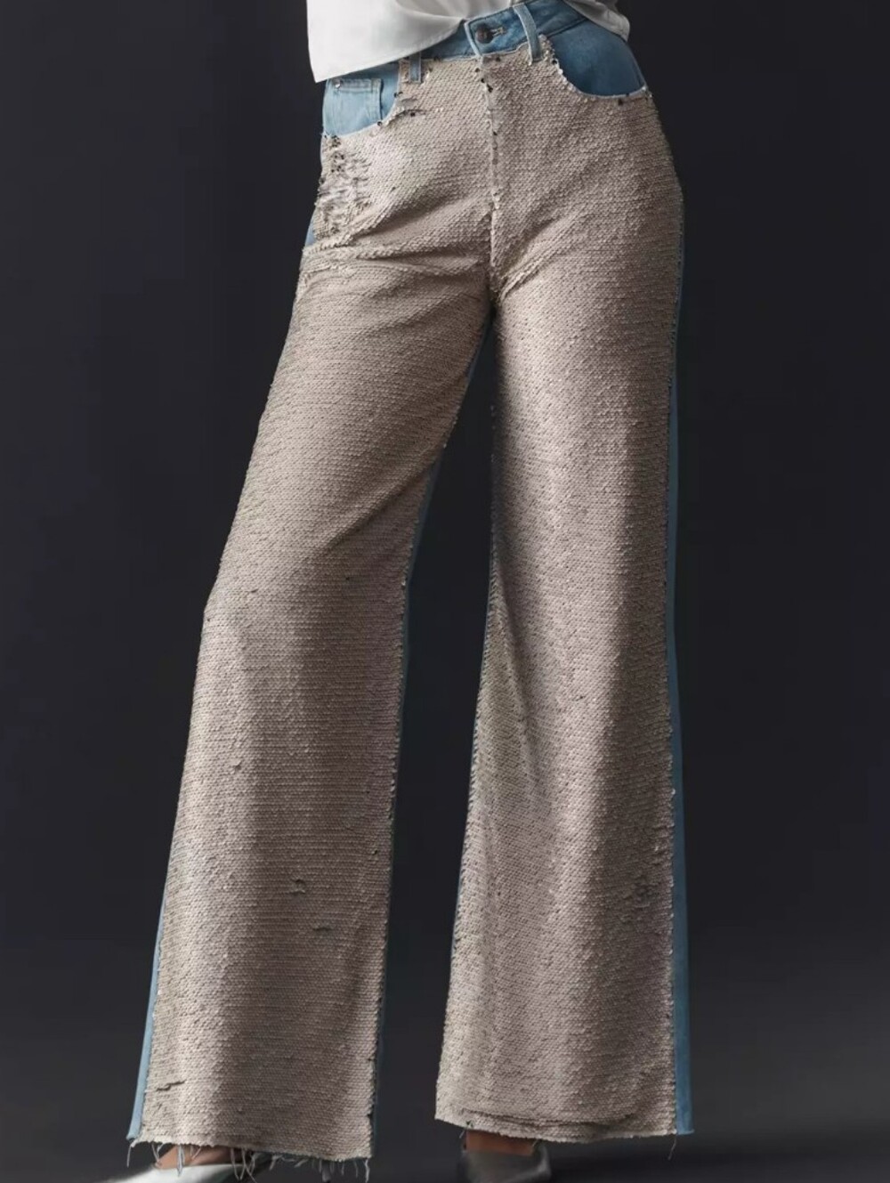 Pilcro Sequin Wide Leg High Rise Skater Jeans NEW Size 27